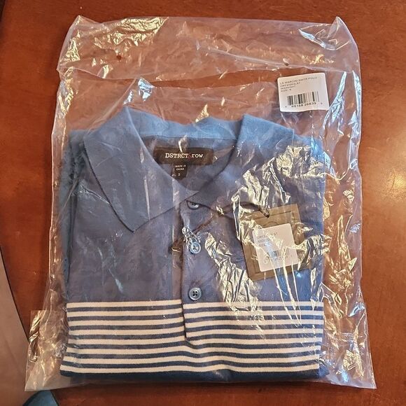 Dstrct & Row Stitch Fix Long Sleeve Cotton Polo Shirt, Small, Blue White Stripes - Picture 10 of 10